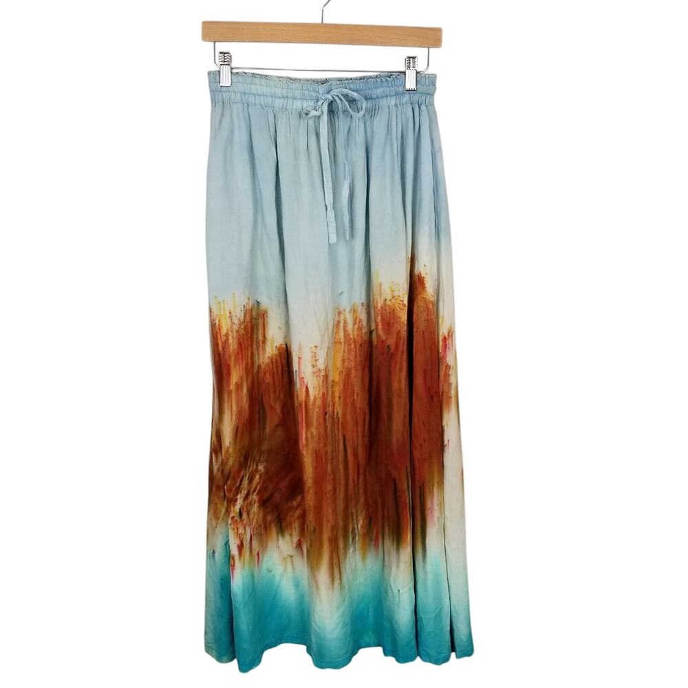 Dharma Trading Co Elastic Drawstring Waist Midi Skirt Pockets Size S/M
